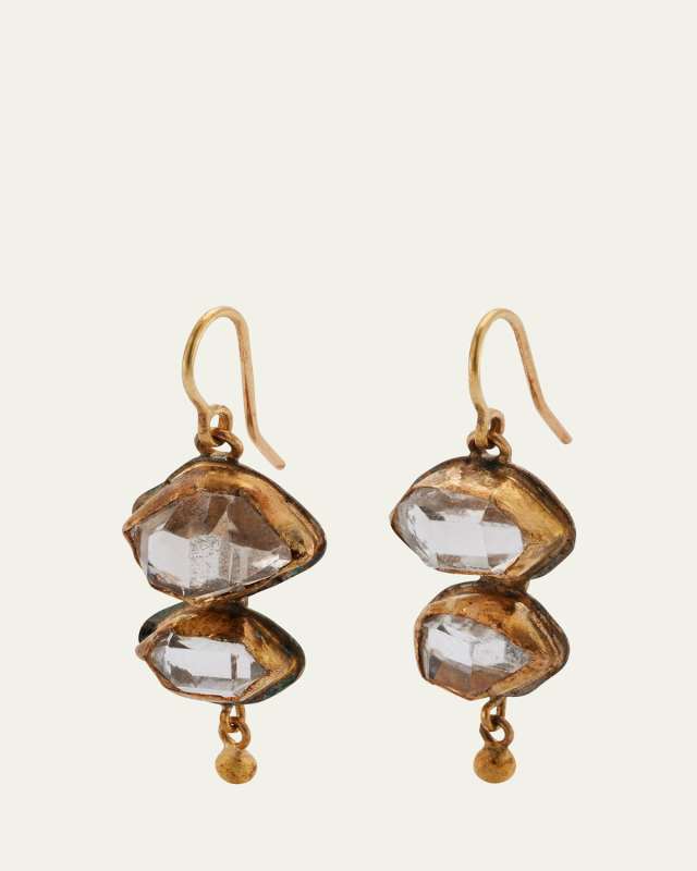 Herkimer Diamond Double Drop Earrings